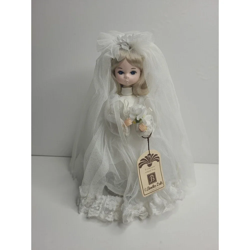 Bradley Dolls Miss June 9 Inch Vintage Blonde Bride Lace Ivory Elegant Gown